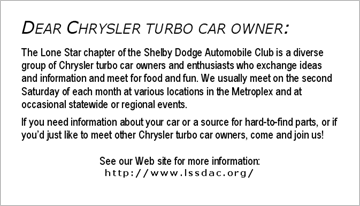 Club promotion card (front)